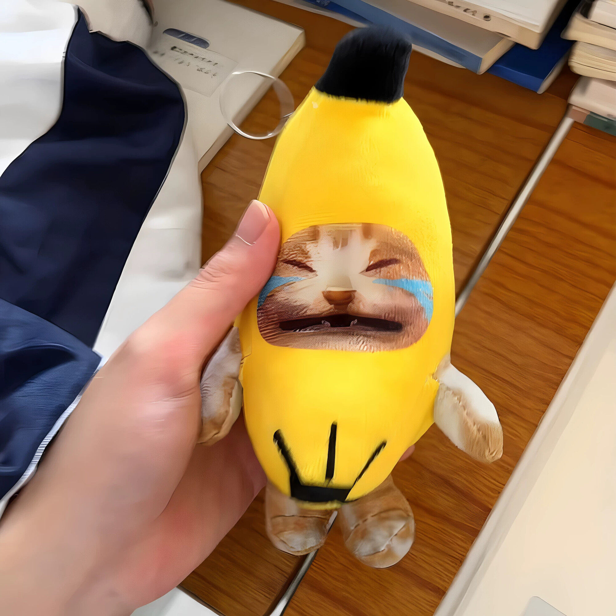 香蕉猫玩偶挂件创意哭泣猫咪发声玩具趣味搞笑钥匙扣挂饰整蛊神器
