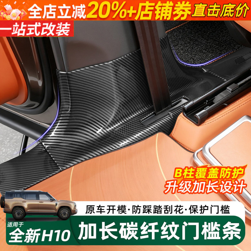 长城H10门槛条碳纤纹迎宾踏护板