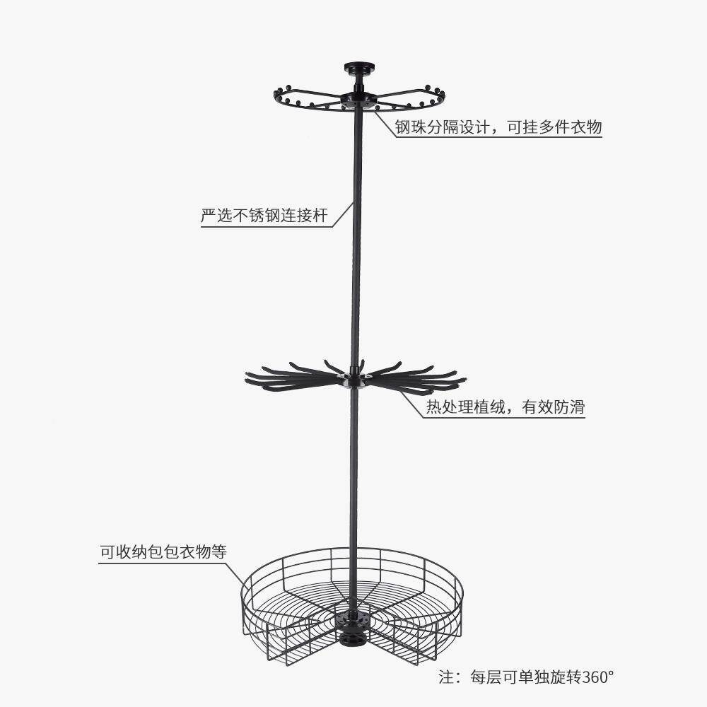 衣柜转角60VIS度旋转挂衣架裤架多功能纳衣帽间收物篮3置架五金配