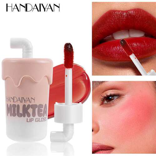 6 Colors Milk Tea Cup Lip Gloss 滋润哑光不沾杯唇颊两用唇釉