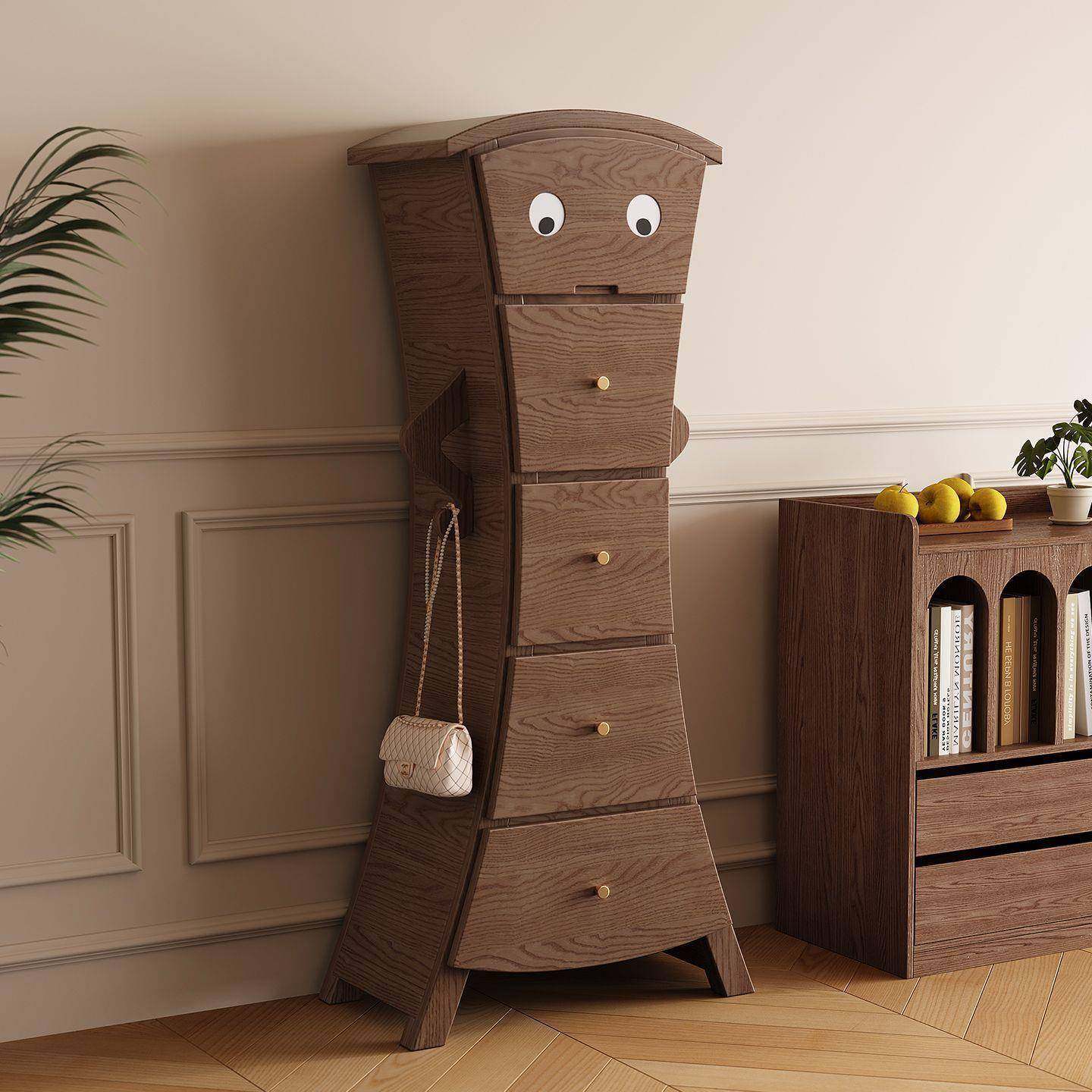 实木创意叉腰柜欧式机器人歪柜子现代卧室ins风收纳柜客厅五斗柜,住宅家具,斗柜,淘宝优惠券,粉丝福利购,淘宝优惠卷