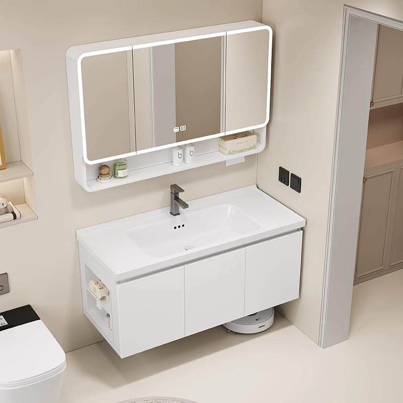 加厚蜂窝铝浴室柜边柜陶瓷一体盆卫生间马桶侧柜洗手台洗脸盆组合