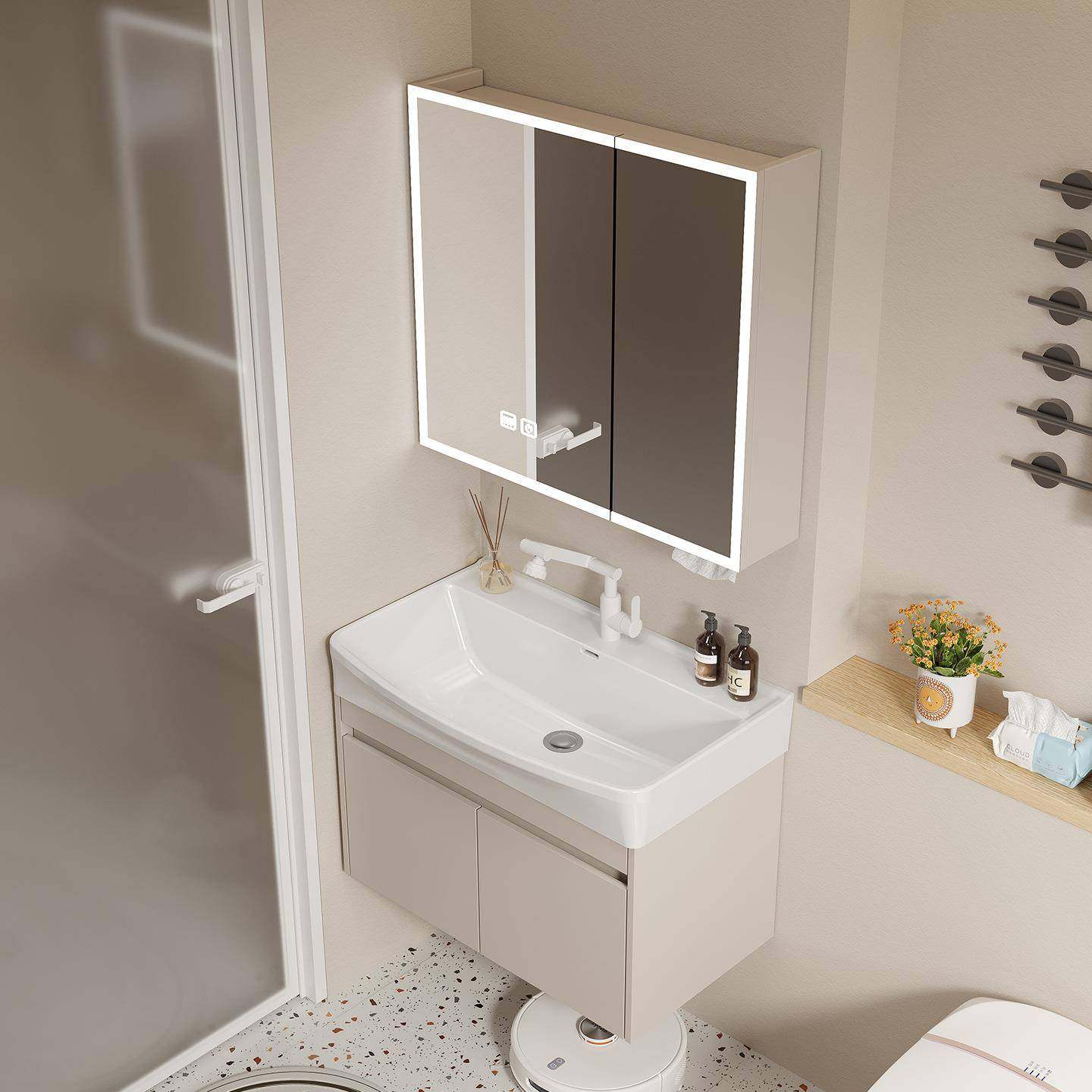 宽43cm加深陶瓷一体海洋盆多层实木浴室柜组合卫生间加大洗手台盆,家装主材,浴室柜,淘宝优惠券,粉丝福利购,淘宝优惠卷