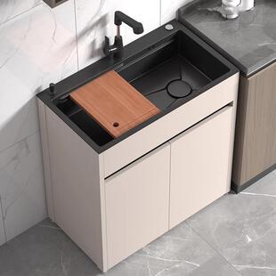 厨房洗菜盆一体橱柜组合落地式不锈钢水槽大单槽洗碗台阳台水池子