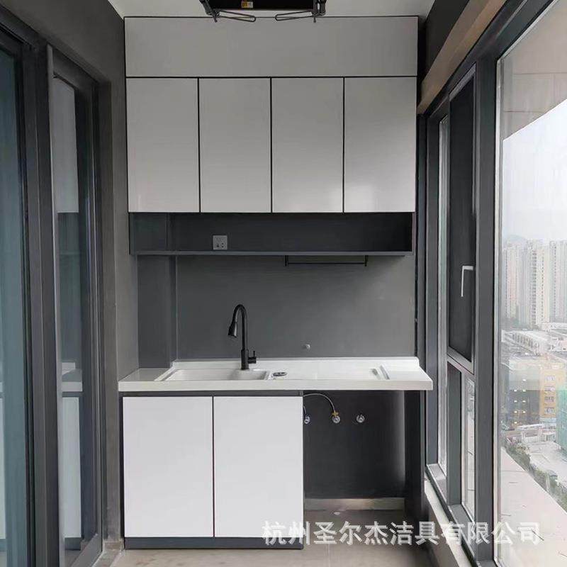 碳晶玻璃阳台柜洗衣机组合柜洗衣机烘干机一体盆双机叠放柜储物柜