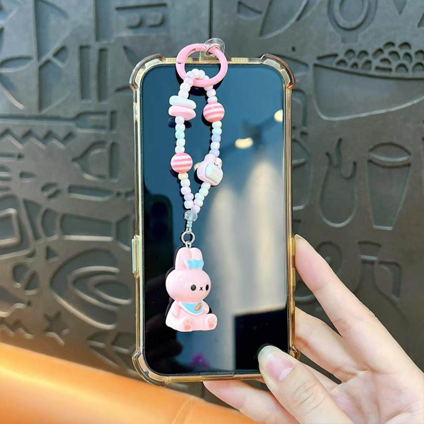 创意串珠小兔子手机链钥匙扣可爱包包挂件汽车钥匙链情侣礼品