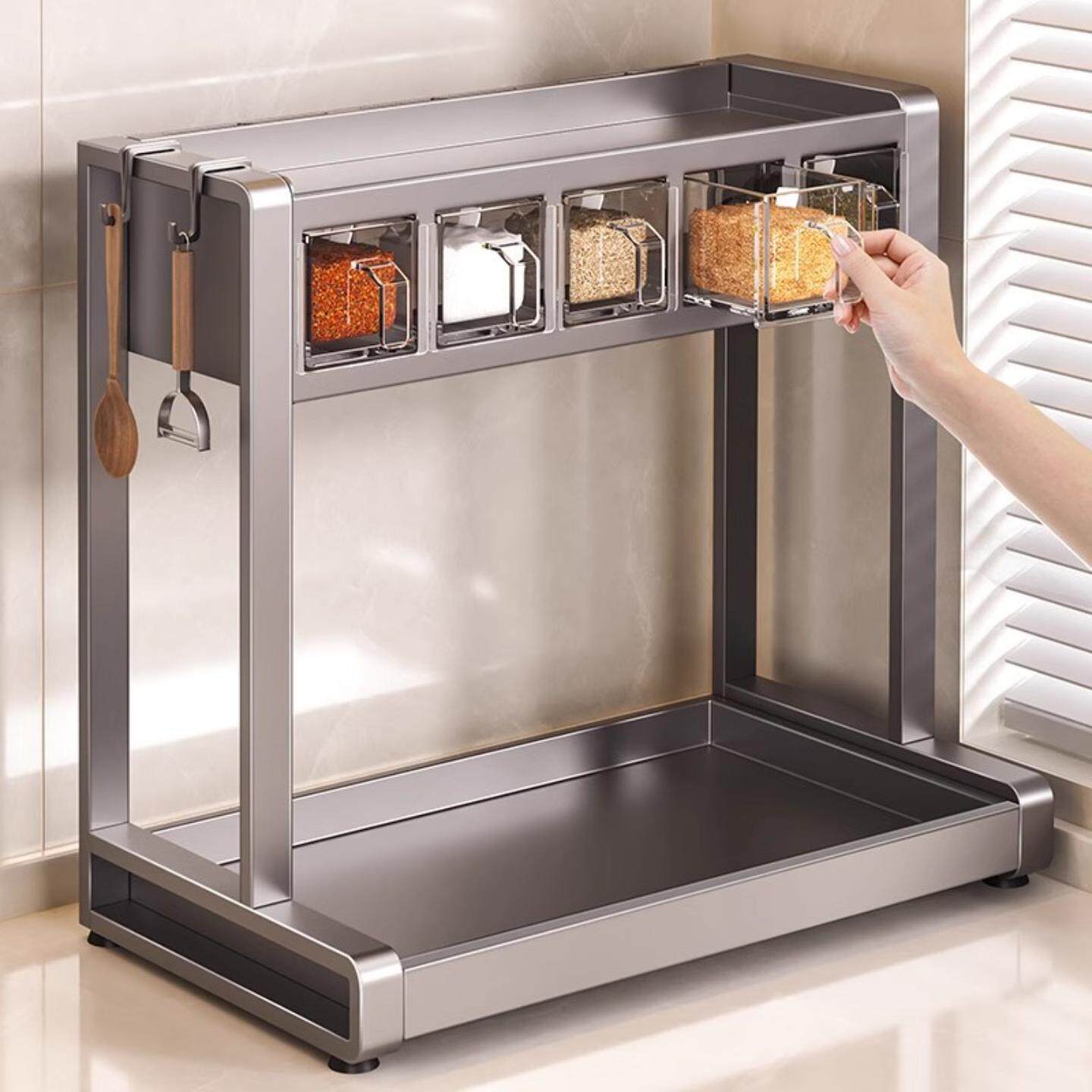 厨房置物架调料架家用调味品多功能刀架筷筒粘板台面多层收纳架子