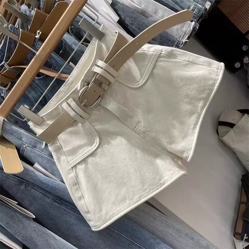 韩版春夏季新款白色简约辣妹阔脚