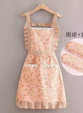 围裙套袖两件套韩版蕾丝做饭公主风透气时尚大人工作服夏2025新款