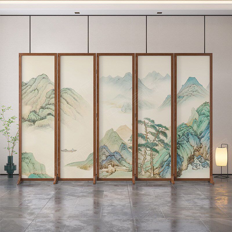 中式屏风隔断客厅卧室酒店办公室简约现代折叠移动实木折屏金山