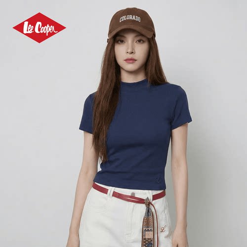 Lee Cooper短袖T恤经典多色基础圆领短款上衣显瘦女生百搭夏新款