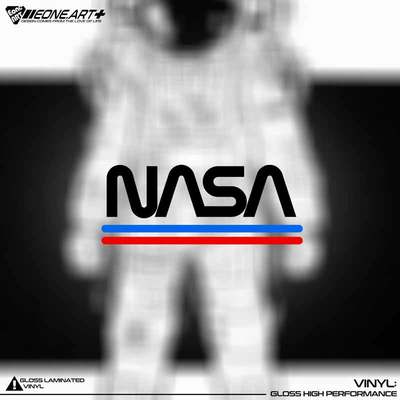 EONE反光车贴 NASA航空航天局镂空蓝红线条logo 英文文字防水贴纸
