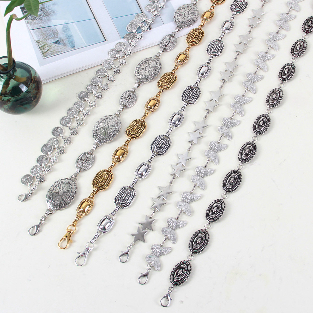 腰链女士装饰细腰带简约百搭配连衣裙银色民族风铁链时尚裙带流苏,饰品/流行首饰/时尚饰品新,腰链,淘宝优惠券,粉丝福利购,淘宝优惠卷