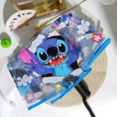 卡通动漫史迪仔全自动透明雨伞网红折叠三折伞手动史迪奇儿童男女