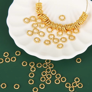 高保色古法沙金电镀金盘缠配件隔片锤纹圆圈隔圈手工编绳