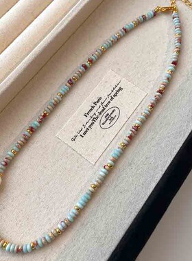 轻奢彩色串珠淡水珍珠锁骨链