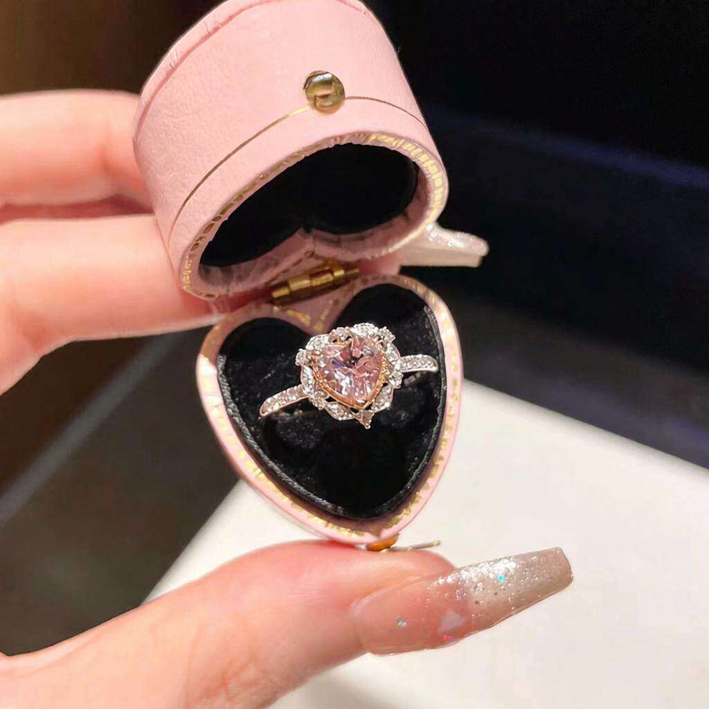 心爱月桂之心戒指女粉钻心在逃公主爱心项链百搭精致气质甜美铜