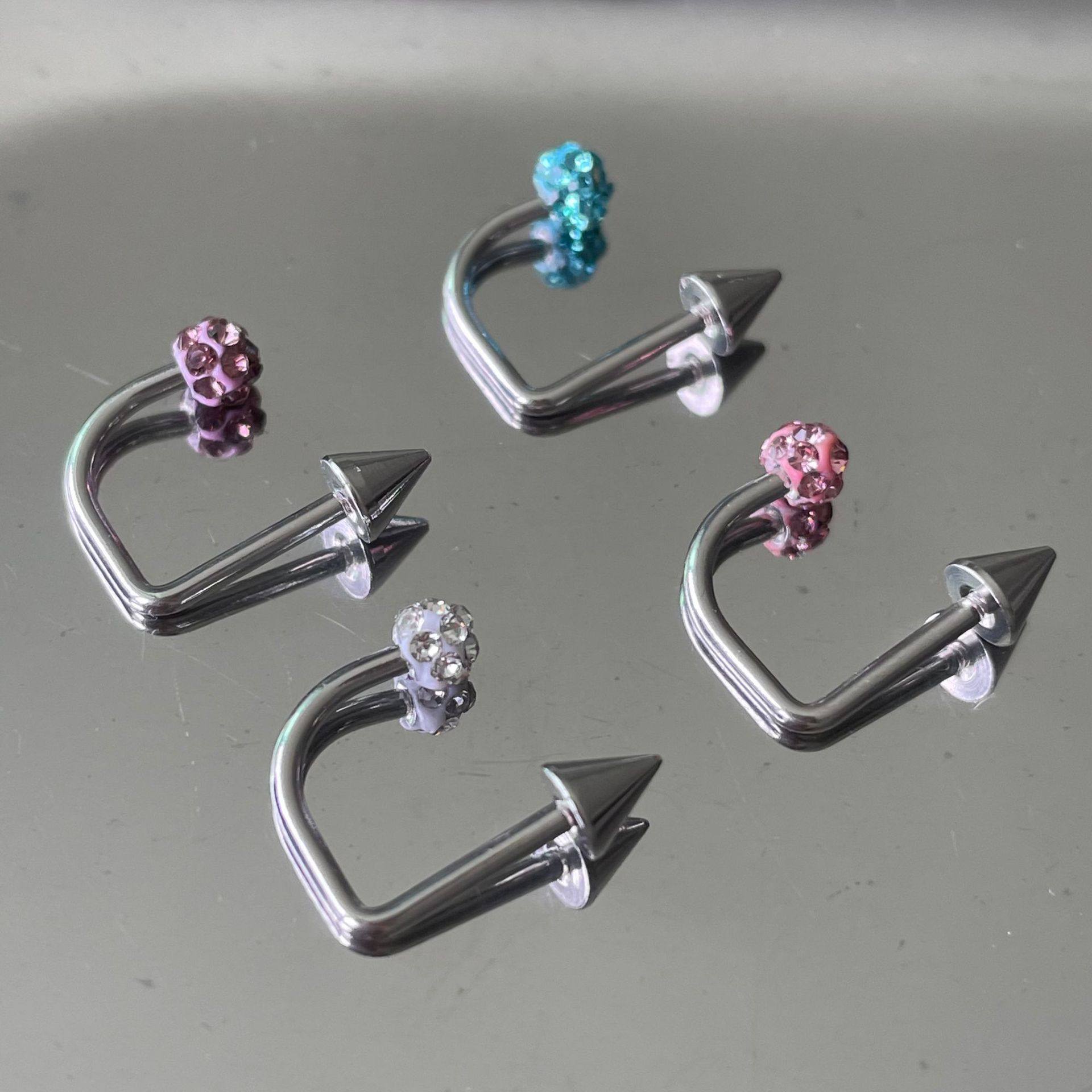 泥巴球香巴拉钻型唇环尖锥头辣妹带钻唇钉穿刺饰品不锈钢,饰品/流行首饰/时尚饰品新,唇环/唇钉,淘宝优惠券,粉丝福利购,淘宝优惠卷