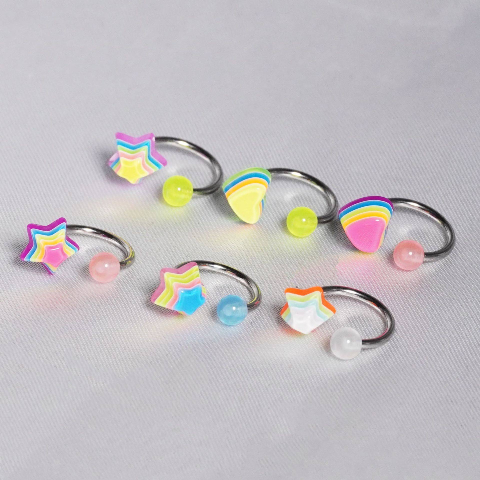 星星爱心唇环不锈钢马蹄环彩色树脂五角星耳骨环新款穿刺饰品,饰品/流行首饰/时尚饰品新,唇环/唇钉,淘宝优惠券,粉丝福利购,淘宝优惠卷