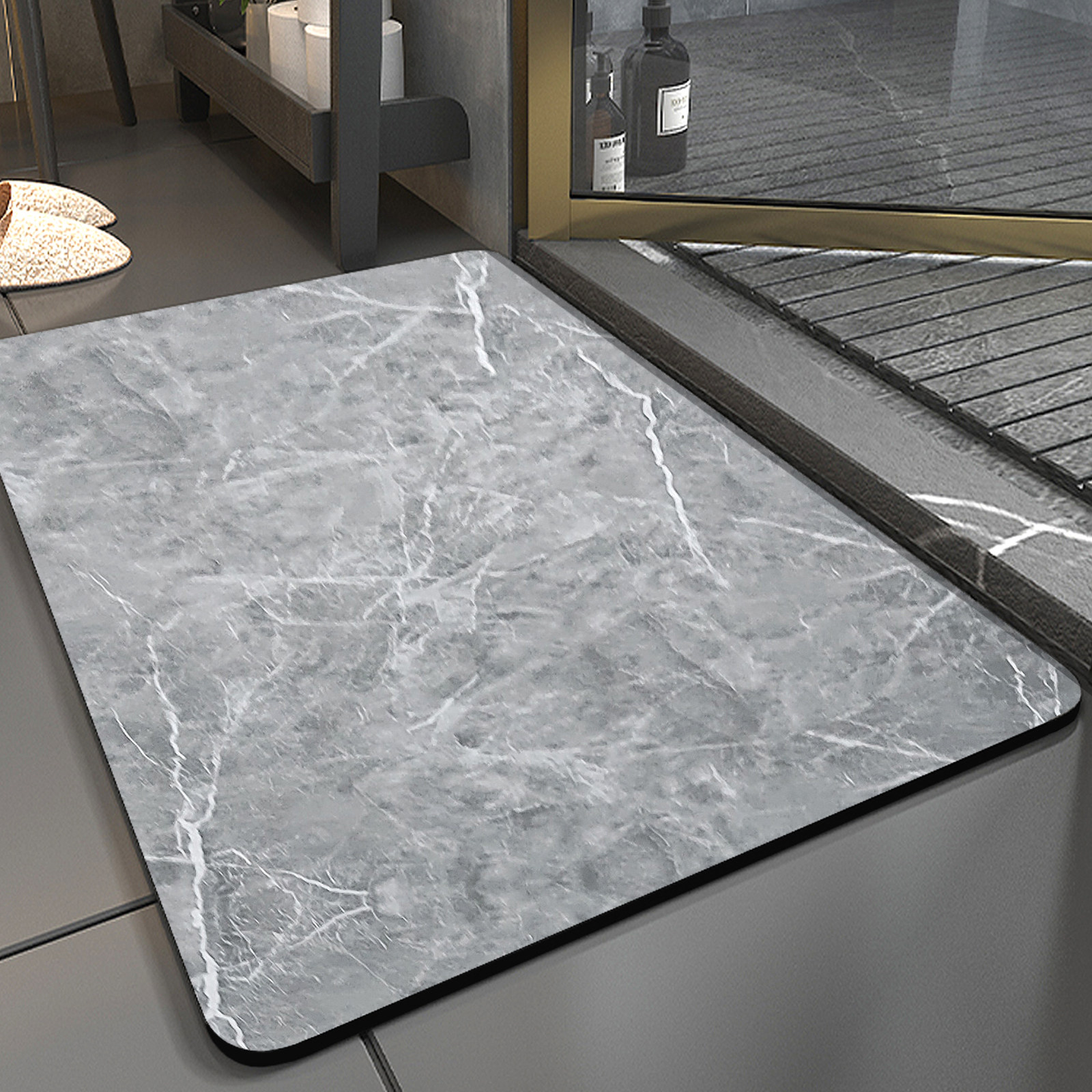 硅藻泥浴室地垫吸水卫生间速干脚垫进门口防水防滑垫子防摔全铺满