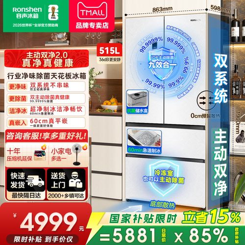 容声60cm零嵌法式冰箱双系统515L