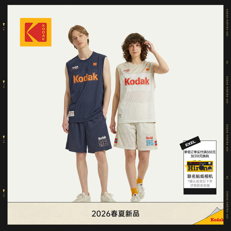 [新品]KODAK柯达26夏季美式健身训练宽松运动无袖T恤男女同款背心图片
