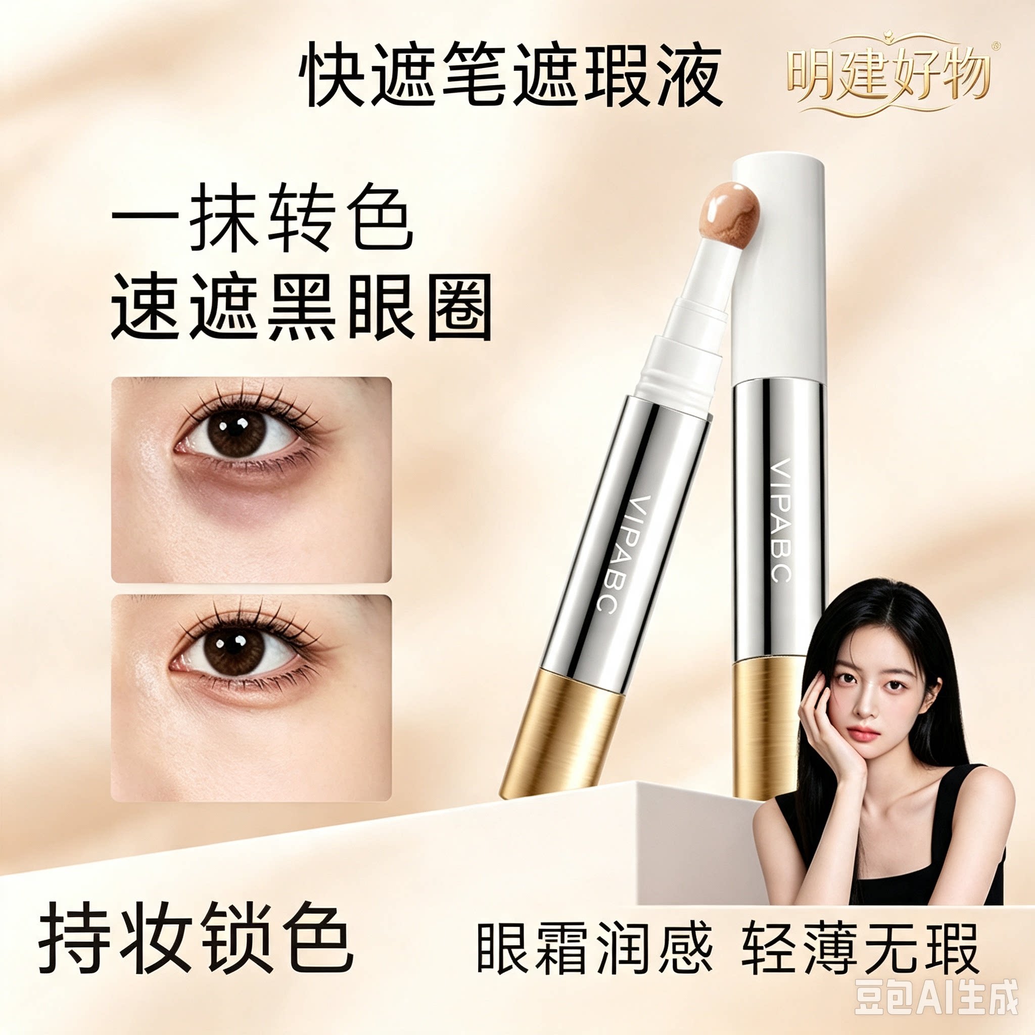 【快遮笔遮瑕液】持久轻薄提亮美颜无瑕防水双色遮盖斑点黑眼圈ZX
