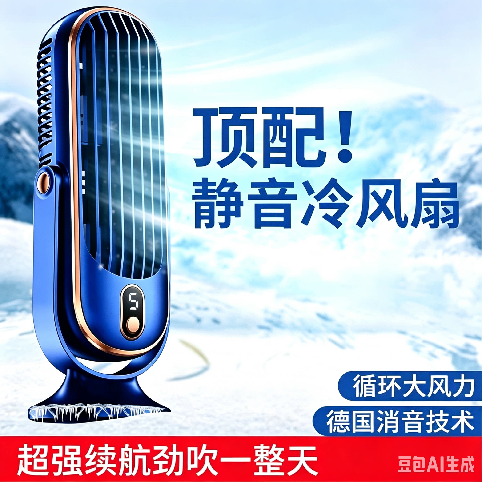 桌面便携式风扇USB 可充电车载家用无刷电机小风扇摇头款风扇CX