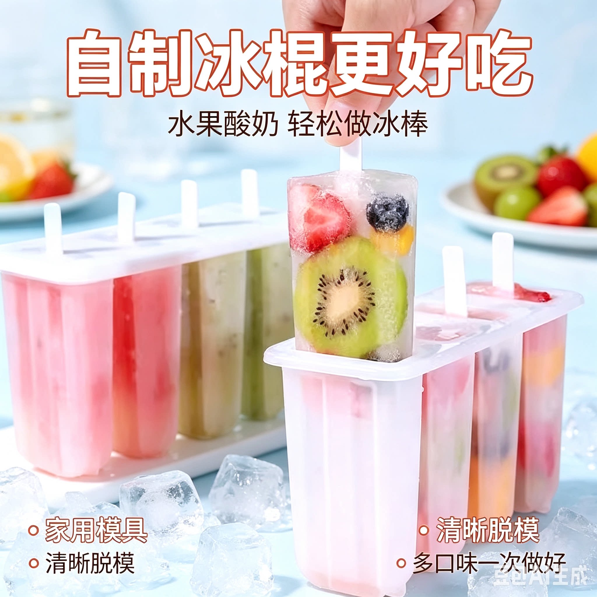 【赠雪糕木棍】自制大号冰棍模具雪糕模具易脱模老冰棒雪糕盒子ZX
