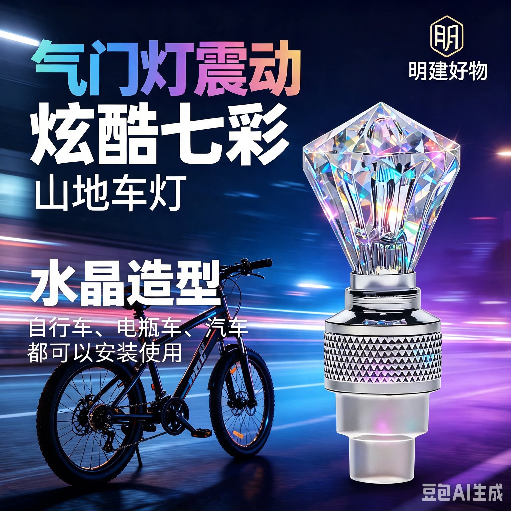 新款自行车气门灯震动感应儿童七彩气嘴灯山地车夜骑装备闪光灯ZX