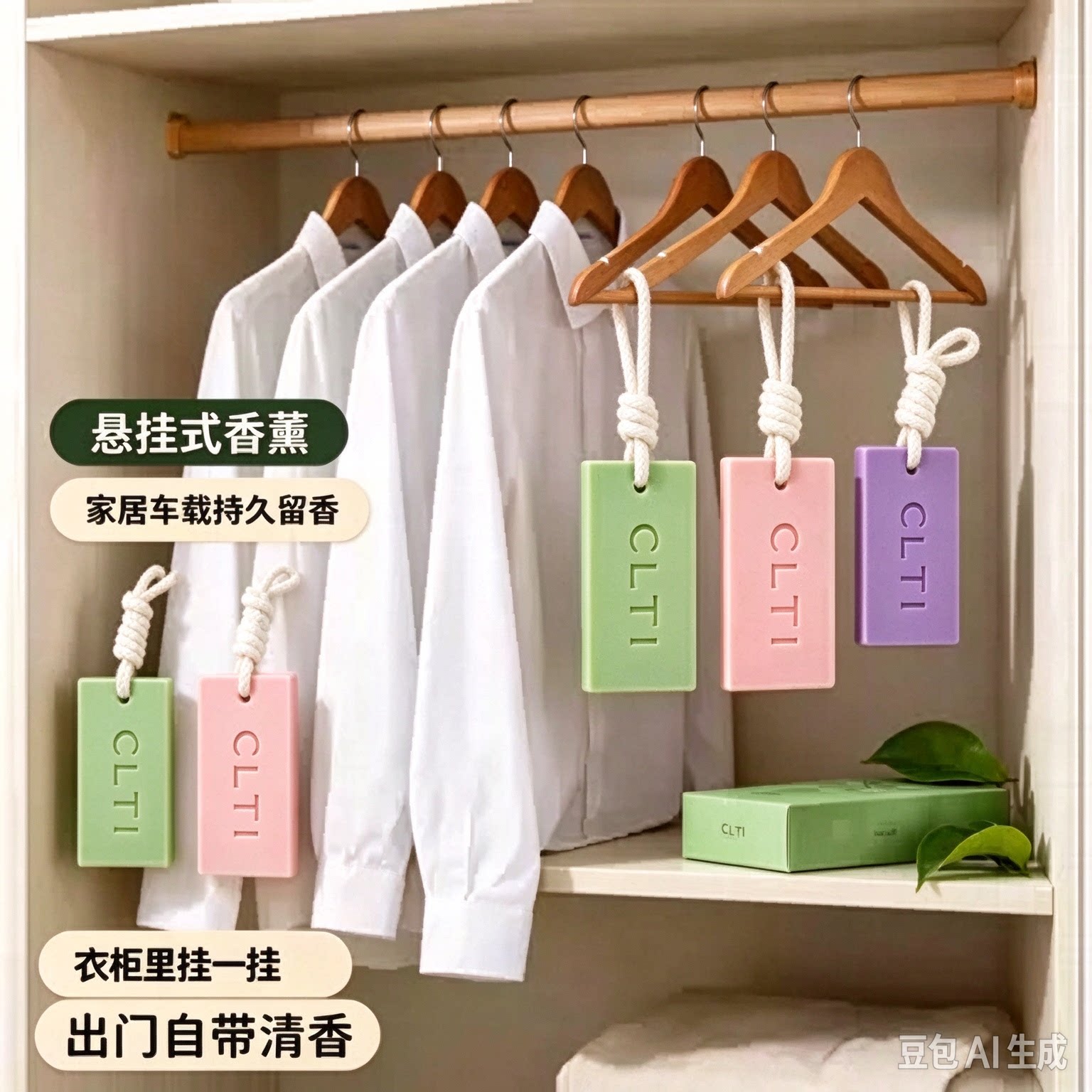 (拍一发三)悬挂式车载香薰挂件清新持久留香家居衣橱香薰蜡片CL