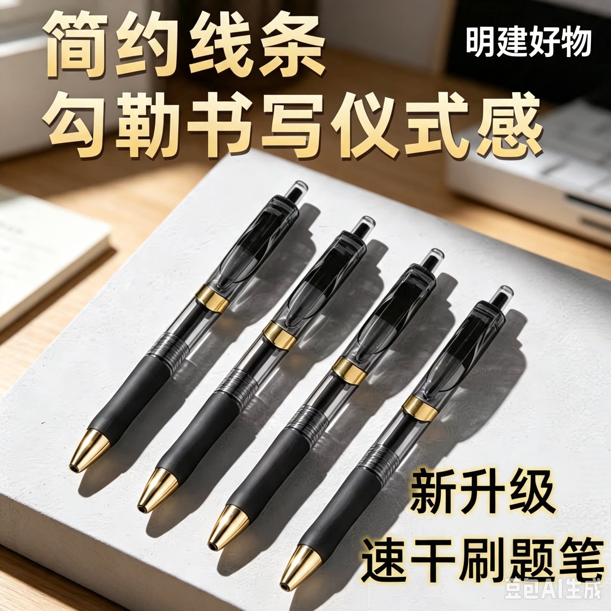 考试专用黑金按动中性笔刷题考试办公专用0.5mm黑色st尖签字CX3