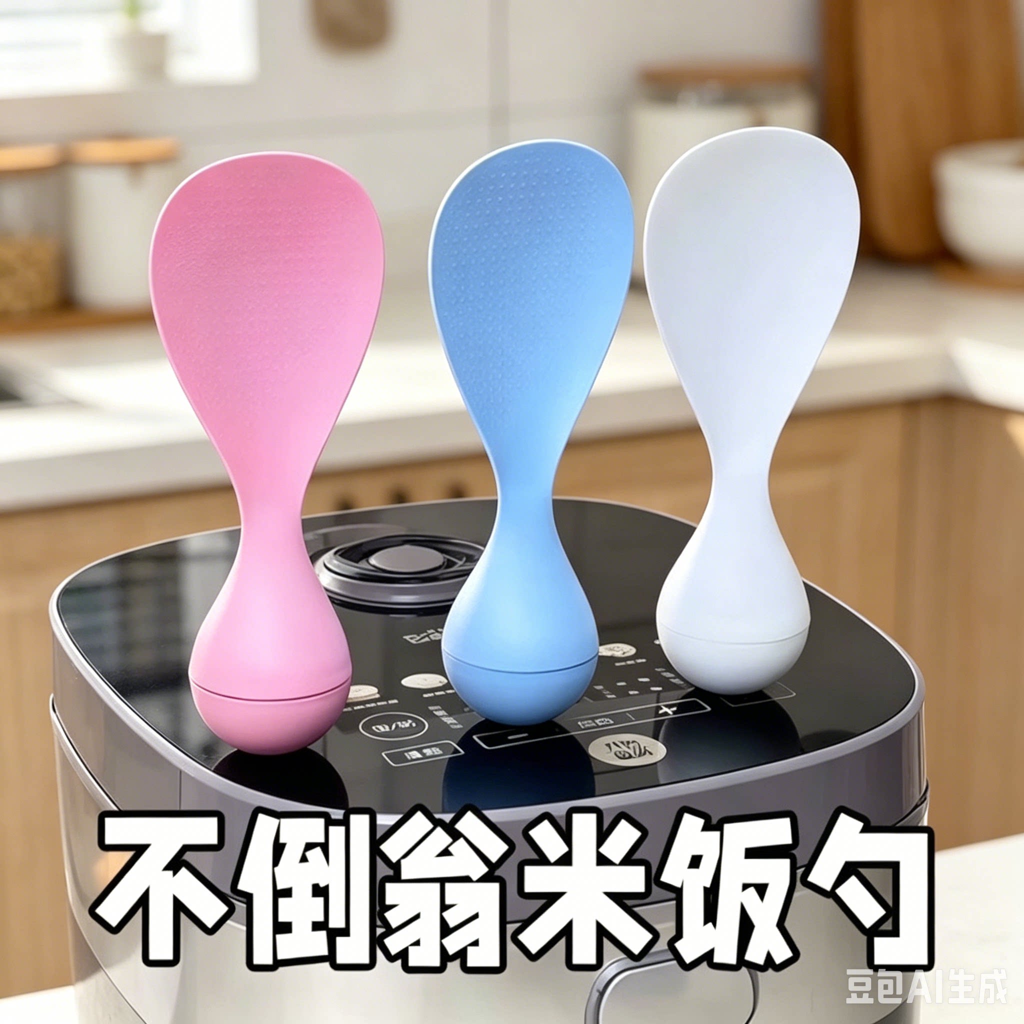 【下单立减50】不倒翁饭勺硅胶防粘米饭勺可立式打饭勺子家用ZX