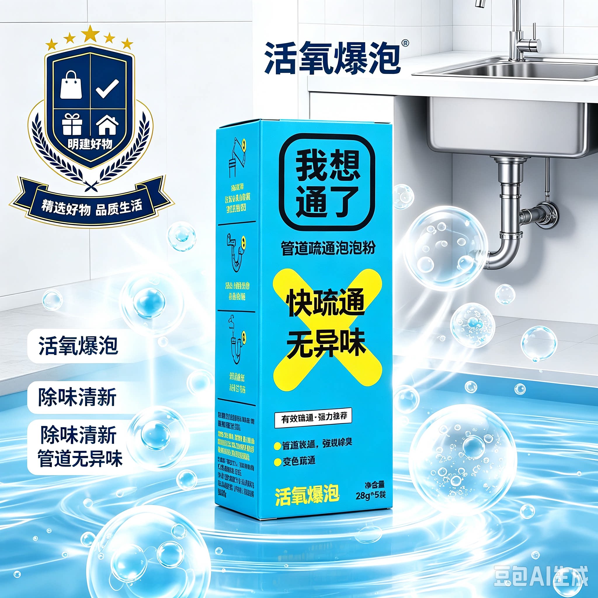 【到手15包】除虫卵除臭管道速通变色科技泡泡粉疏通剂防堵塞CX