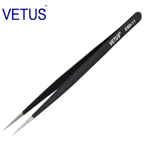 VETUS ESD防静电高精密镊子ESD-11 302不锈钢防磁防酸 钟表维修美