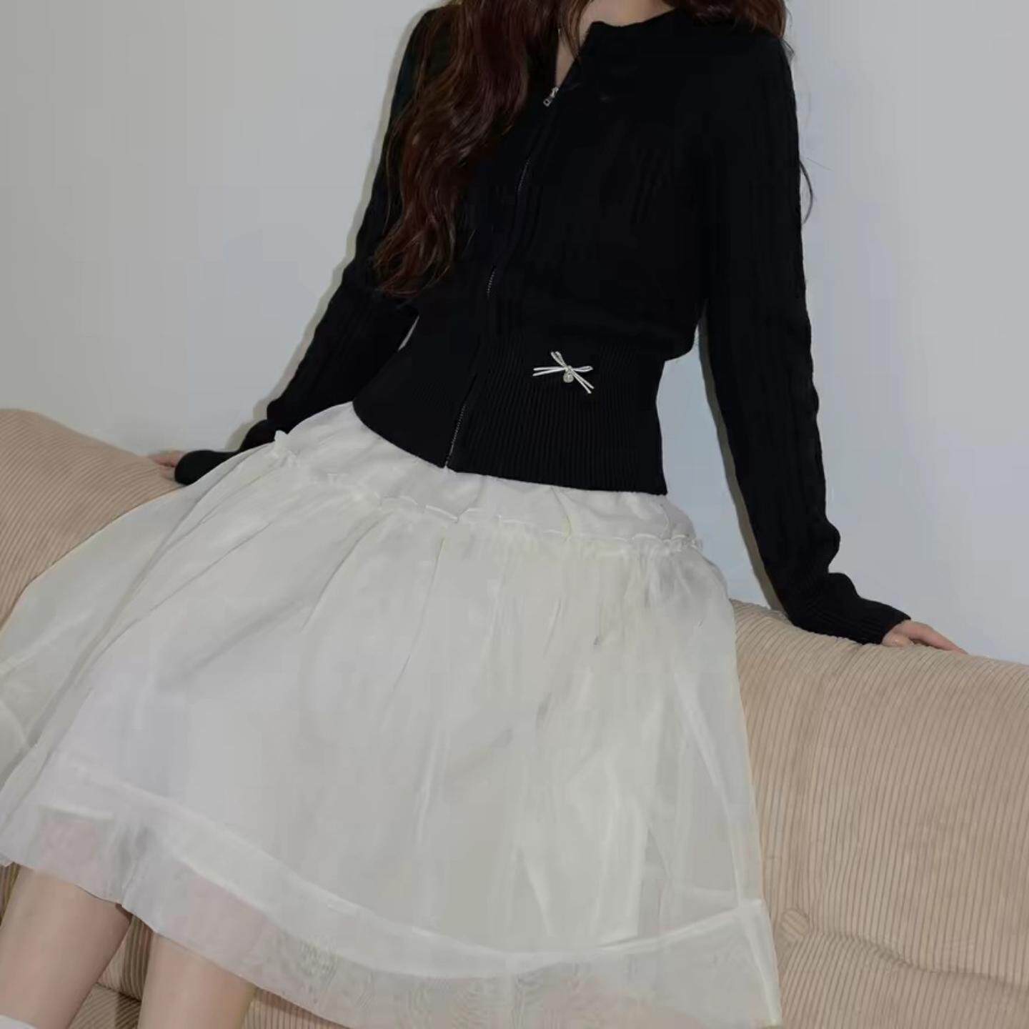 粉色圆领麻花针织开衫女2026春季修身拉链外套毛衣内搭上衣