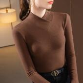 基础圆领磨毛长袖 女装 保暖内搭弹力上衣 女2026新款 双面德绒打底衫