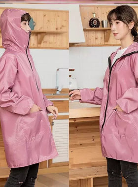 做饭防油烟炒菜穿的厨房罩衣防护服带帽子围裙女家用防水防油衣服