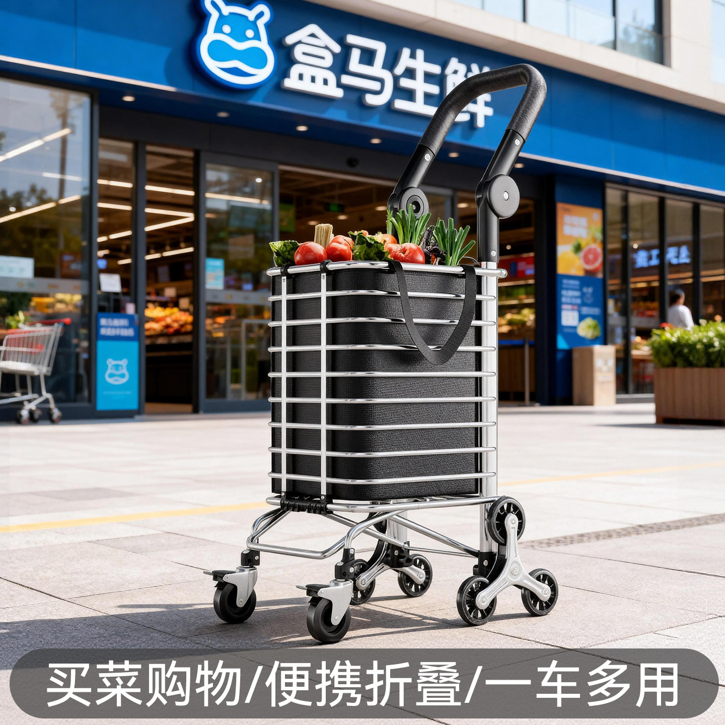 捷安玺买菜小拉车家用静音爬梯车超市可折叠可携式老人手推车购物