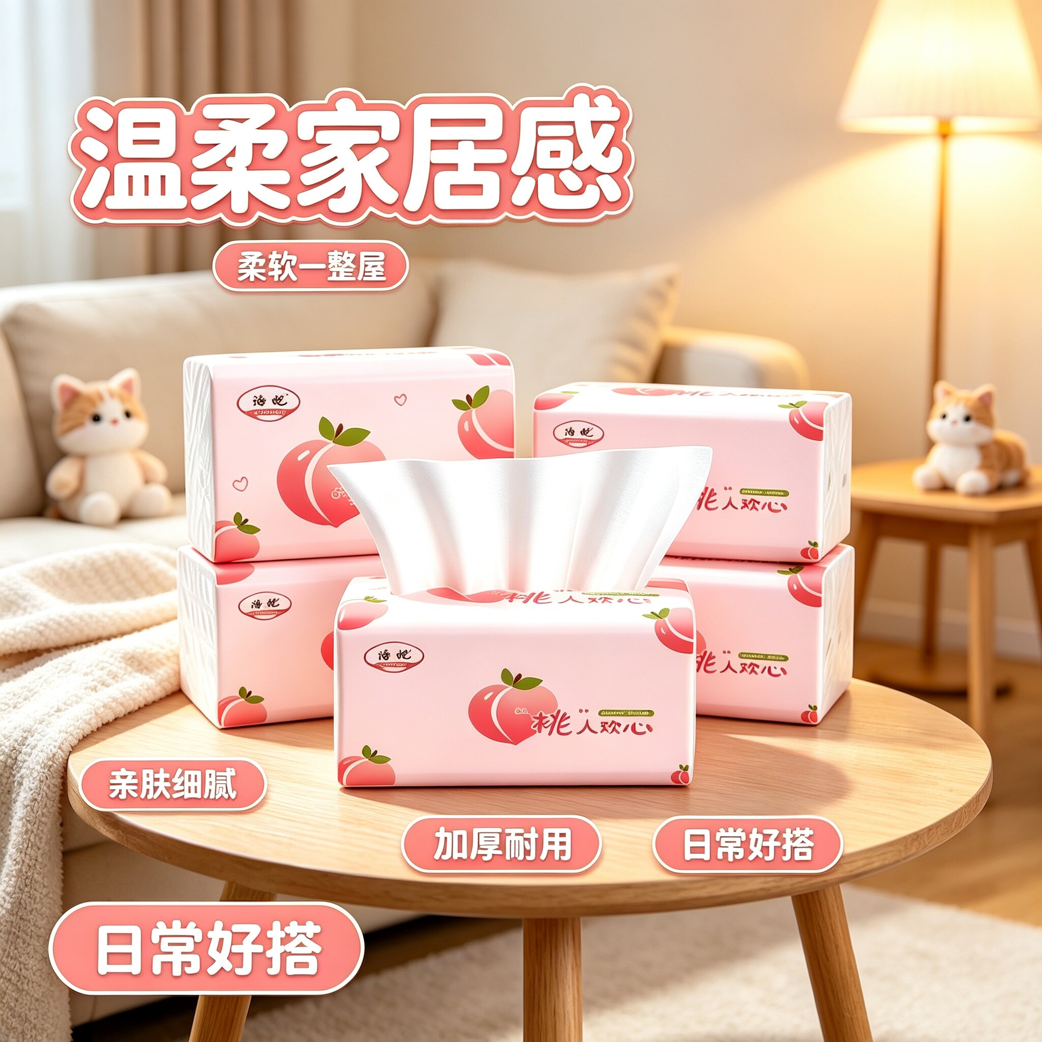 原生木浆客厅擦脸抽纸 柔软面巾纸 家庭办公室待客擦手纸