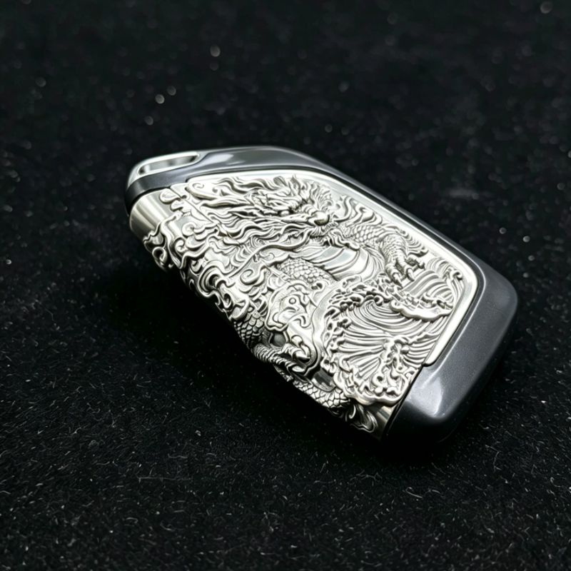 凯迪拉克刀锋款车钥匙壳金属祥云龙纹图案精美高级感车用钥匙壳