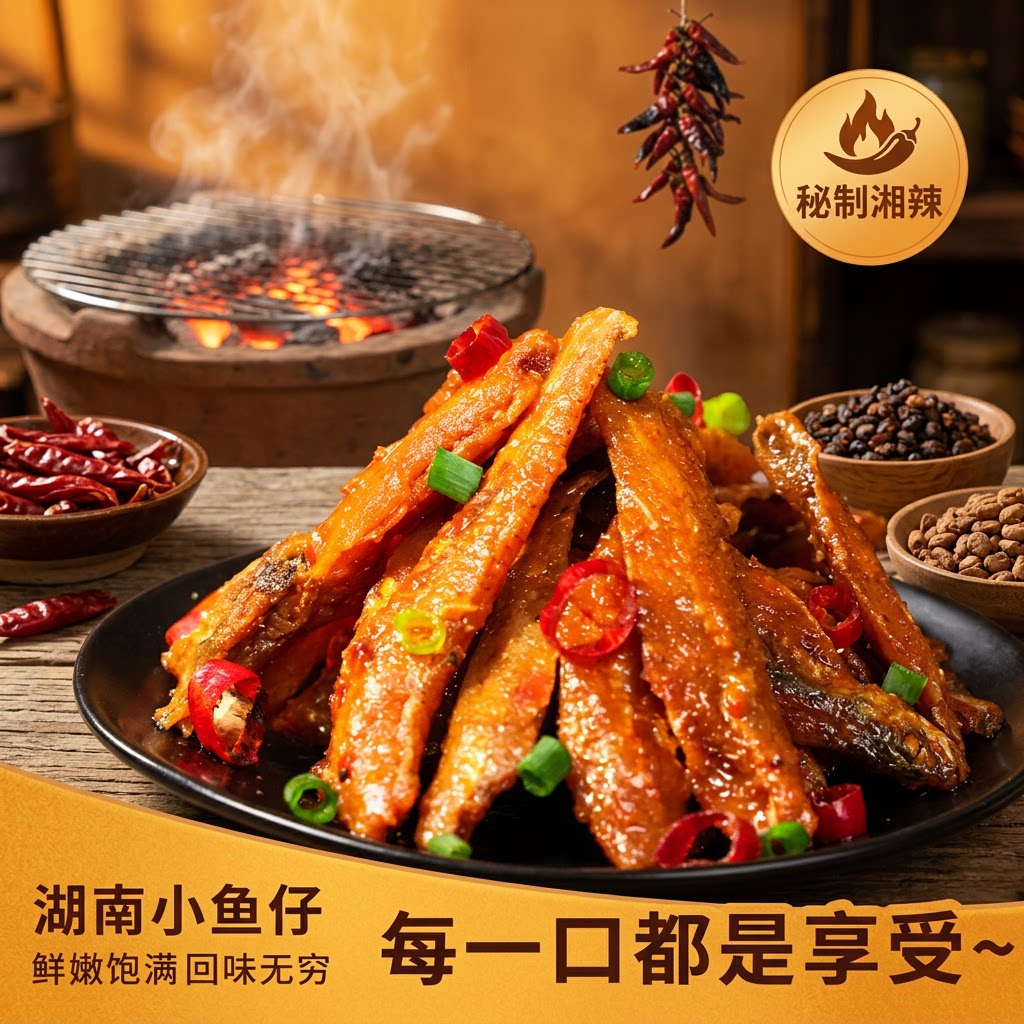 劲辣小鱼仔深海小鱼干香辣毛毛鱼劲辣解馋零食鱼棒小吃湖南特产辣