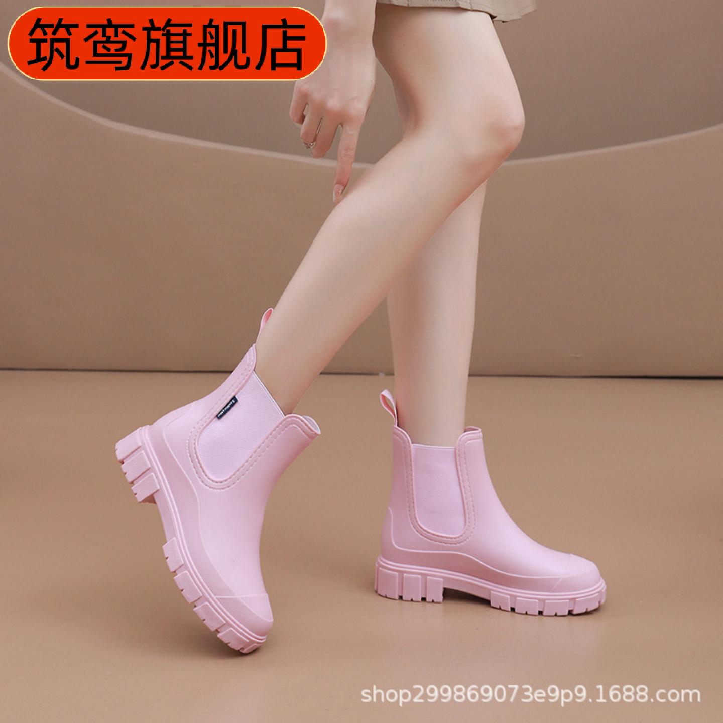 出口时尚短筒雨鞋女松紧马丁靴