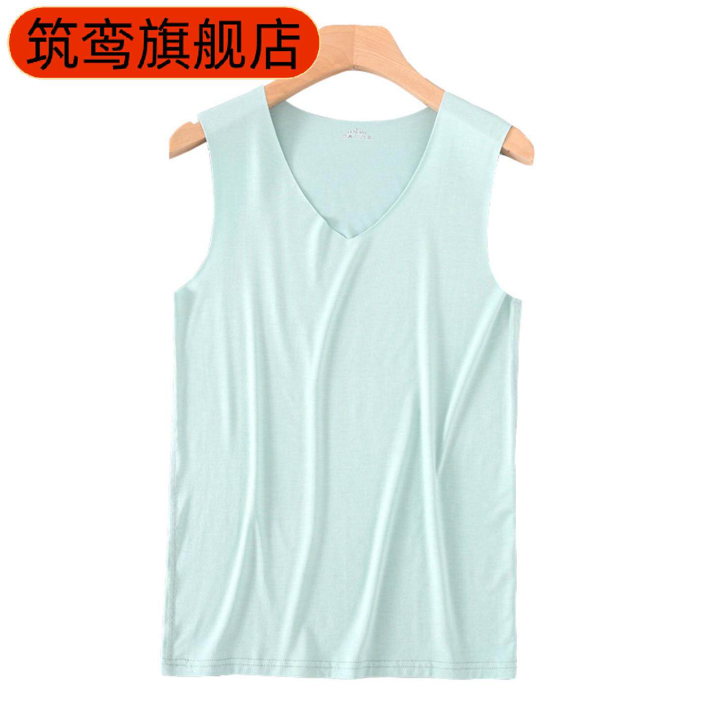 男士冰丝痕背心白色夏季紧身运动