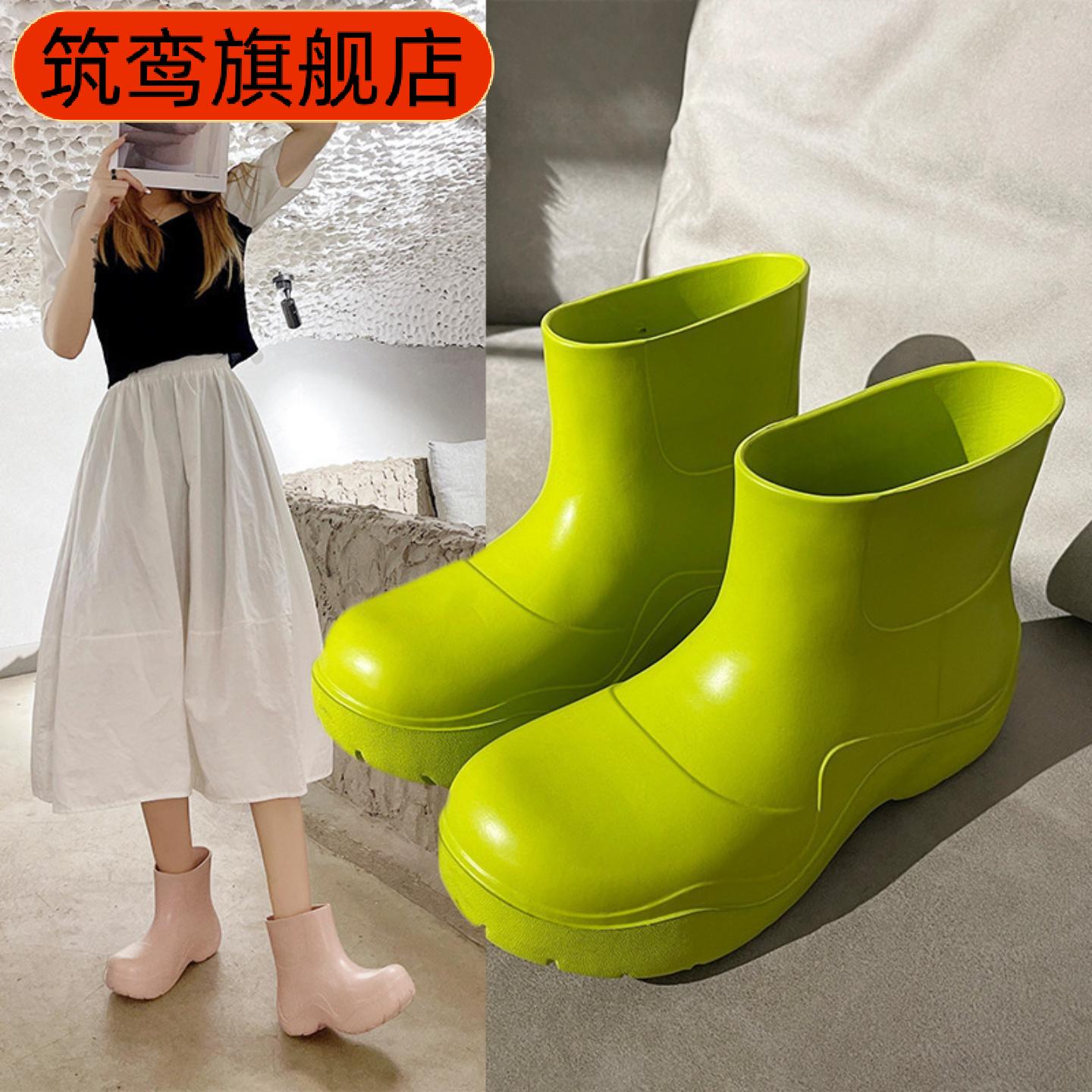 新款糖果色时尚防水防滑女夏雨靴