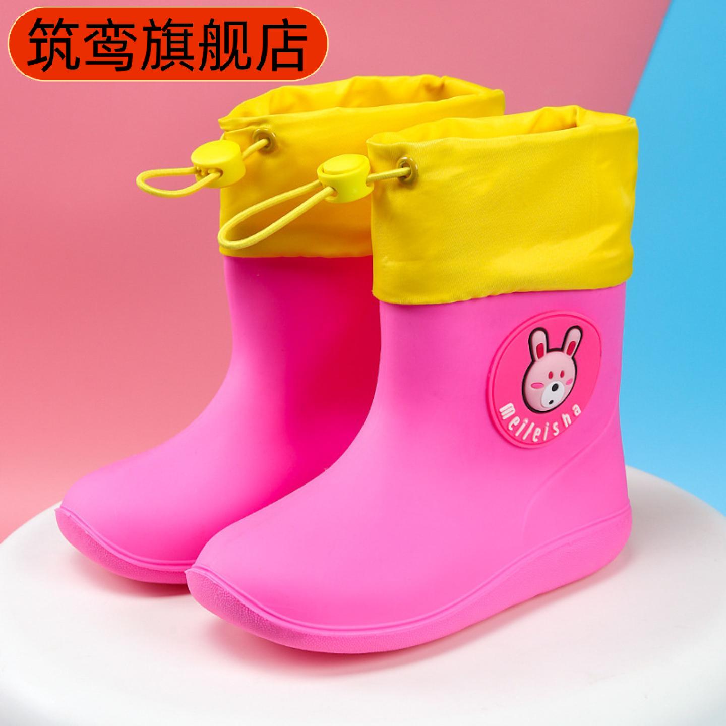 宝宝加厚加绒胶鞋男女童防水防滑