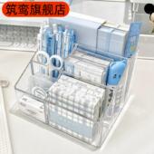 透明五格亚克力笔筒高颜值收纳盒办公桌收纳方形塑料笔筒收纳
