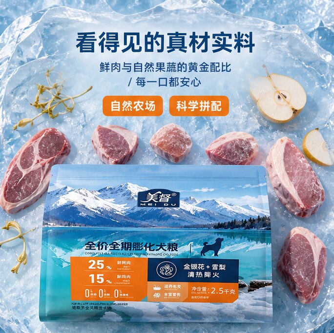 美督全价膨化低敏清热淡泪痕狗粮