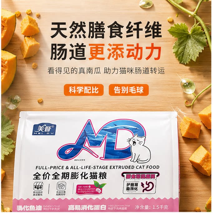 美督全价全期膨化猫粮营养全面