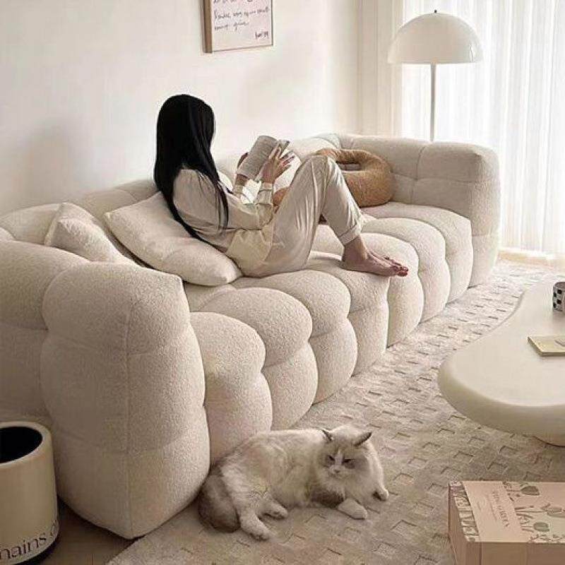 客厅沙发小户型2024新款白色奶油风直排现代网红双三人位皮艺沙发